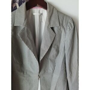 CLASSIQUES ENTIER Women's 1 Clasp Striped Cotton Blend Blazer Jacket‎ sz 6 TP01
